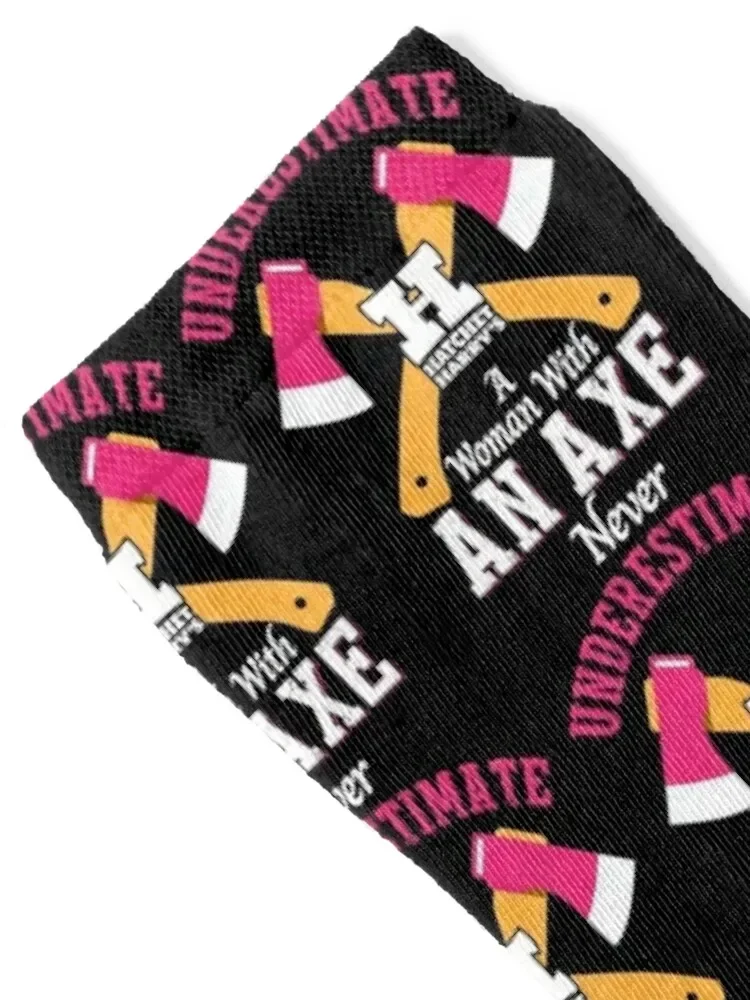 Never underestimate a women with an axe - Axe Throwing Socks christmas gift anti-slip hiphop Girl'S Socks Men's