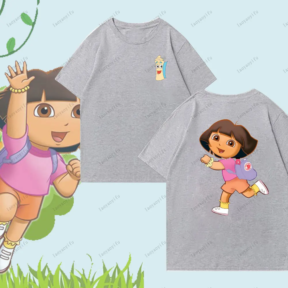 دورا المستكشف لطيف Harajuku الكرتون نمط تي شيرت للجنسين النساء الرجال بلايز عالية الجودة القطن البلوز الرجال الملابس #6