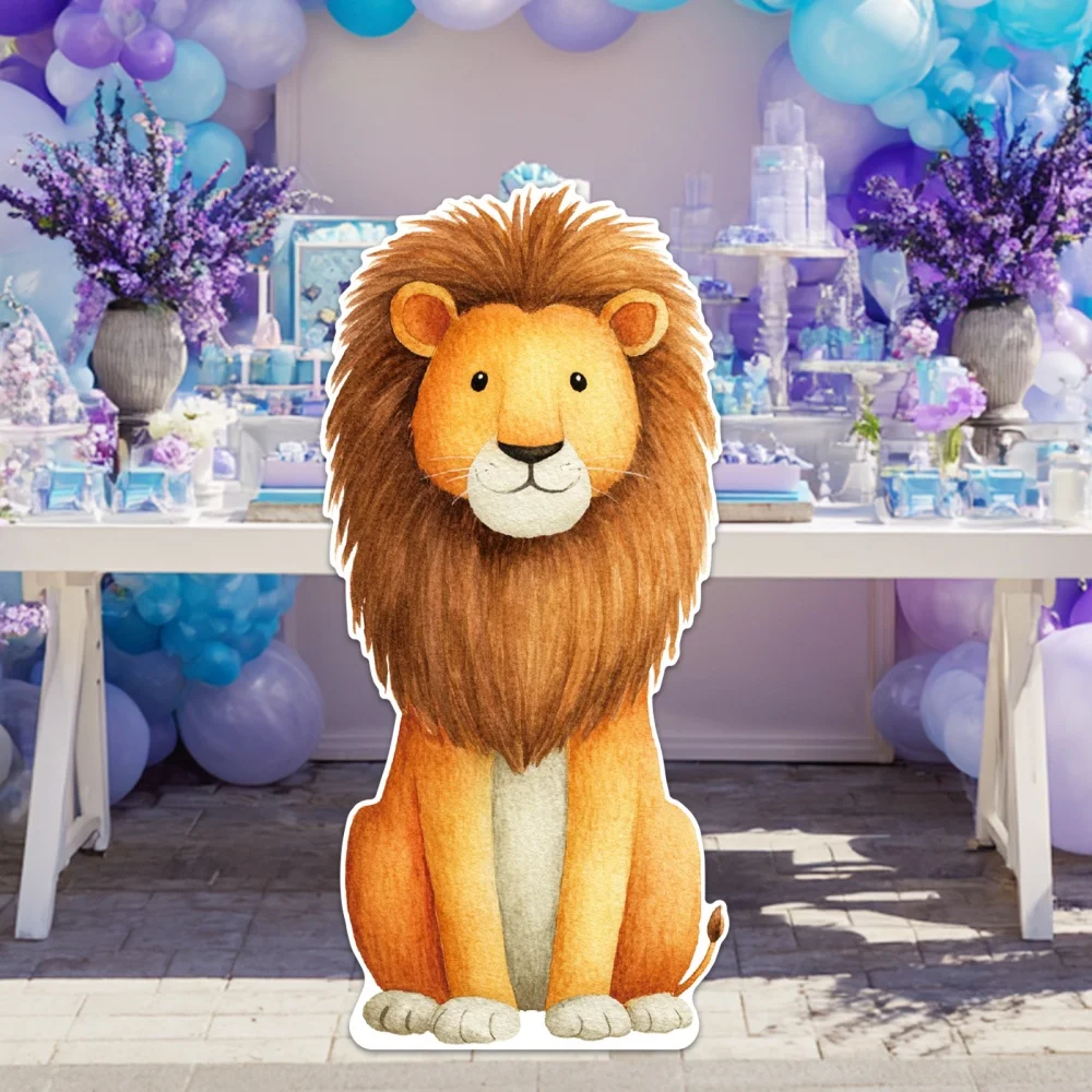 Animal Cardboard Cutout Standee, 2D Flat Standing Photo Booth Prop, Safari Animal Sign for Birthday Baby Shower Party Decor view 4
