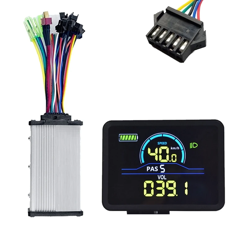 P5C Electric Bike LCD Display Meter 24V-60V+36V/48V 350W Sine Wave Controller UART Ebike Color LCD Display SM