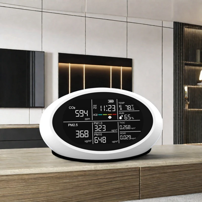 Best-DM605E Детектор качества воздуха 10 в 1, светодиодный дисплей, тестер CO2/PM2,5/температуры/влажности, с USB-портом для зарядки