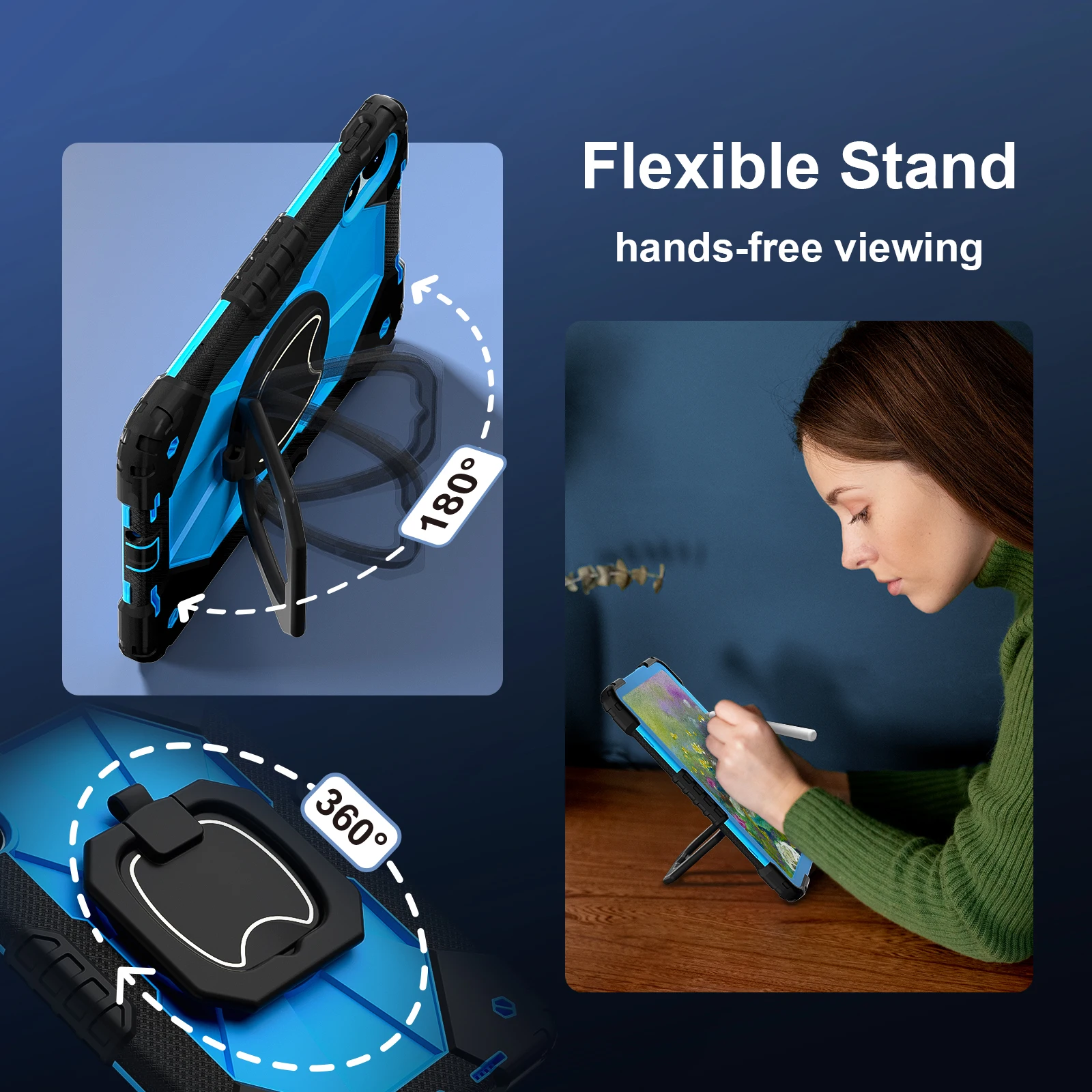 Heavy Duty Armor Case For Xiaomi Poco Pad Redmi Pad Pro 2024 12.1 inch 360 Rotatable Stand Cover With Handle Grip Shoulder Strap