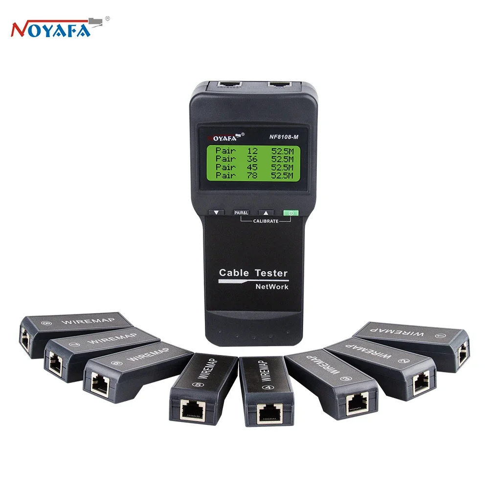 NOYAFA NF-8108M Medidor de testador de cabo LAN de rede digital RJ45 5E, 6E Ferramenta de rastreador de cabo coaxial Medida comprimento do cabo de