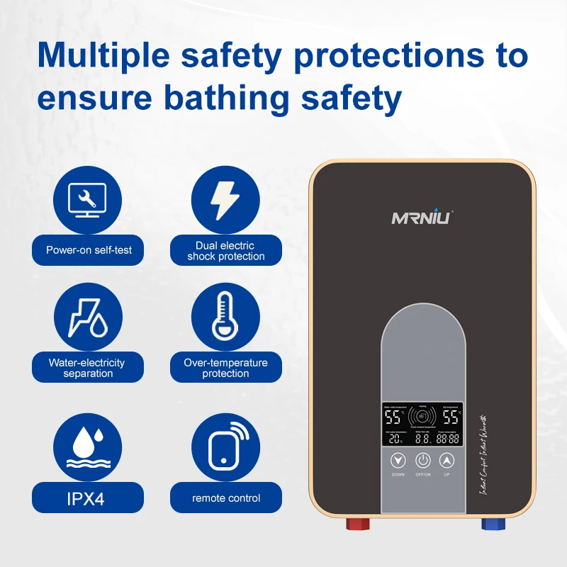 8000W 220V 순간 온수 샤워 욕실용 무탱크 벽걸이형 전기 온수기 Chao2
