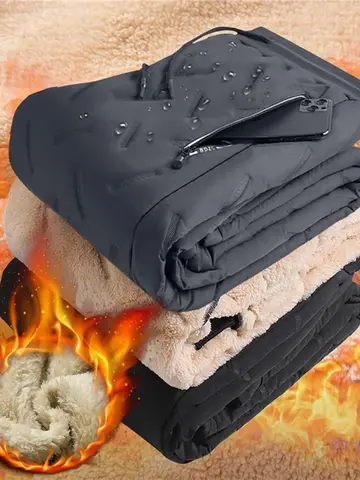 Winter Sweatwear Men Plush Thick Fleece Sweatpant Lambswool Thermal Trousers Casual Pants Waterproof Windproof Warm Cotton Pants