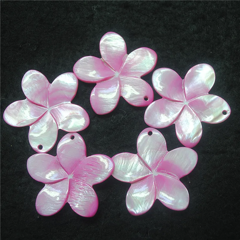 5PCS Blue Shell Pendants Mother Of Pearl Flower Shape 40MM Summer Season Colors For Women's Jewelry Making Findings New Arrival