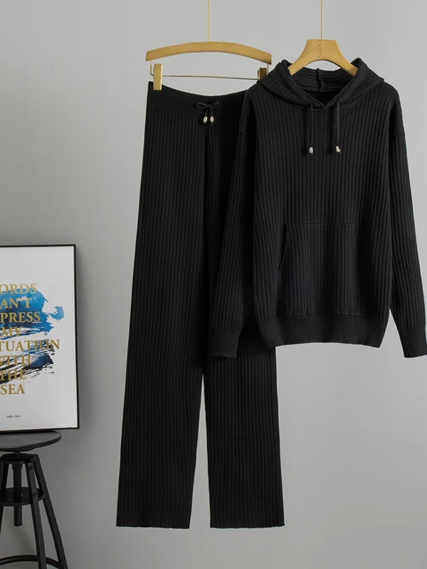 مجموعة نسائية عصرية مضادة للشيخوخة من قطعتين: بنطلون واسع وسترة، أنيقة لفصلي الربيع والخريف