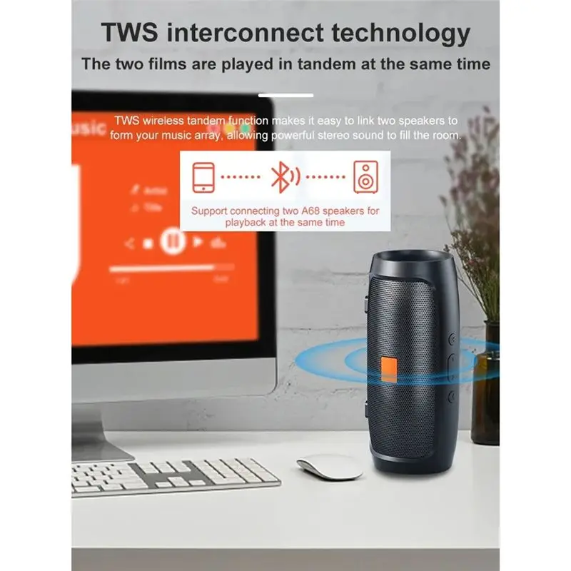 CCDDBG Bluetooth Speaker Dual Speaker Stereo Outdoor Tf Usb Playback Fm Voice Broadcasting Portable Subwoofer Wireless Speaker