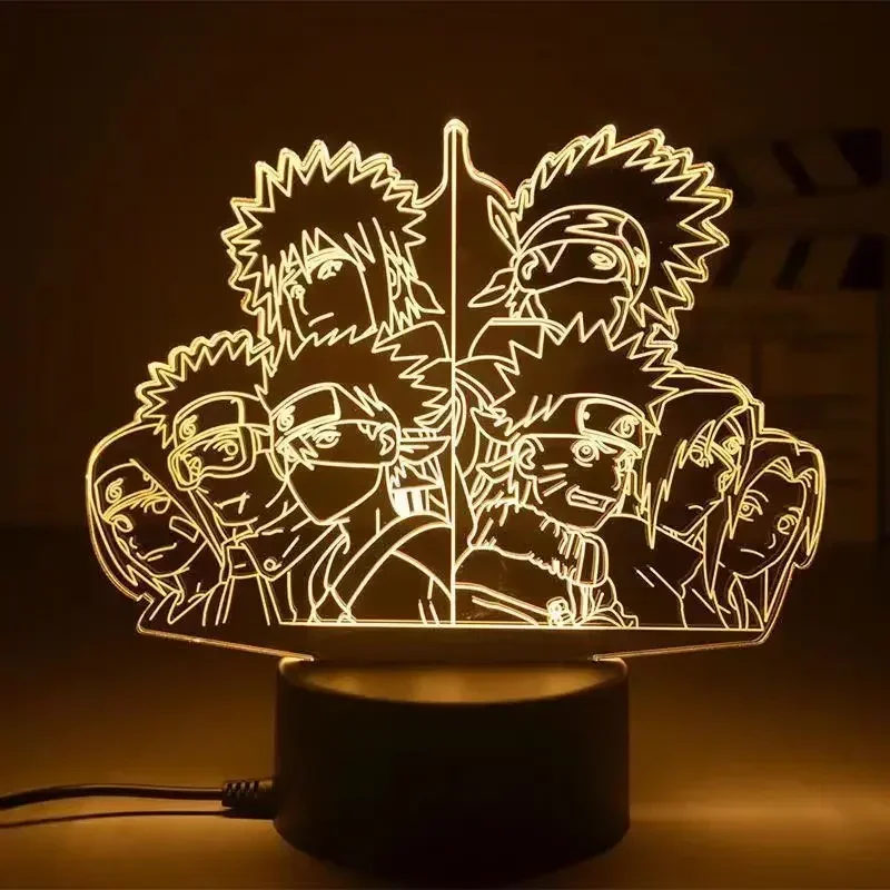 Japanese Anime Naruto Action Figures Night Light Manga Boruto Sasuke Itachi Akatsuki Acrylic Bedroom Lamp Kids Christmas Gift