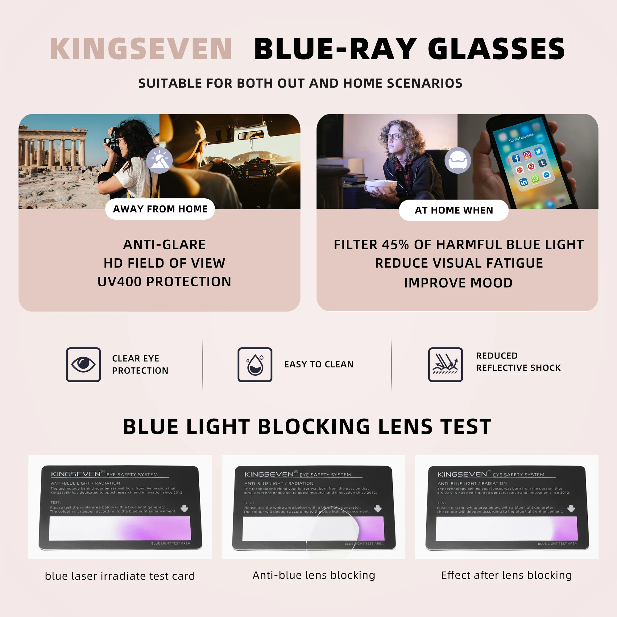 KINGSEVEN موضة الضوء الأزرق حجب النظارات الرجال/النساء النظارات المستديرة عدسة شفافة مكافحة بلو راي نظارات القراءة #4