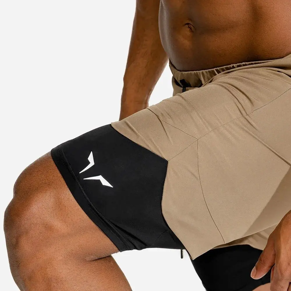 Men's Double Layer Fitness Shorts Invisible Open Crotch Outdoor Sex Training  Sweatpants Running Basketball Pants Stretch