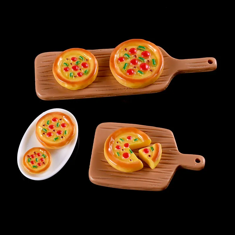 5pcs Mini Pizza Food Pizza Model Handmade DIY Fridge Sticker Dollhouse Resin Miniature Food Doll Accessories