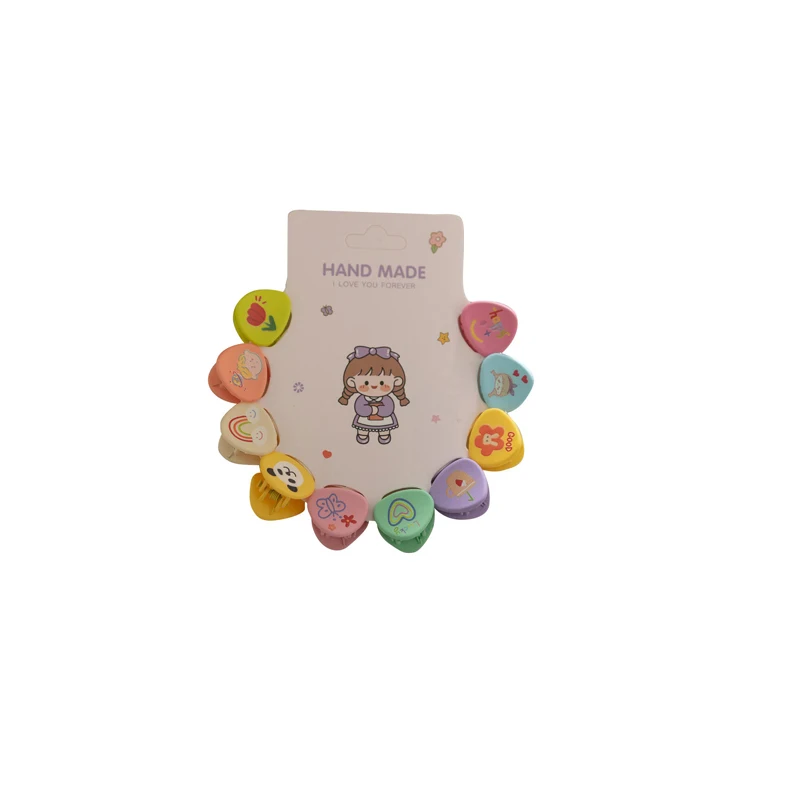 Afbeelding 7: 10 Stuks Mini Haarspeldjes Voor Meisjes Koreaanse Cartoon Veelzijdige Haaraccessoires Voor Kinderen Print Leuke Kawaii Haarspeld Modieus