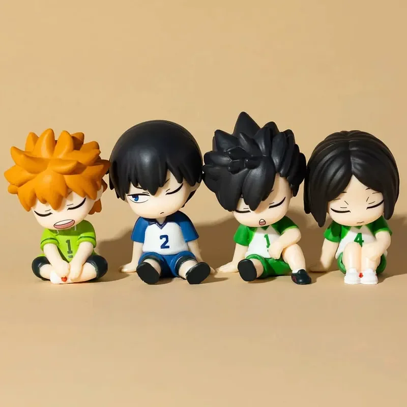 

Набор из 4 фигурок Haikyuu V5: Спящие персонажи, стоящие друг на друге, милые Хината Шойо и Кагеяма Тобио, аниме-модели, украшение, игрушка-гашапон, подарок