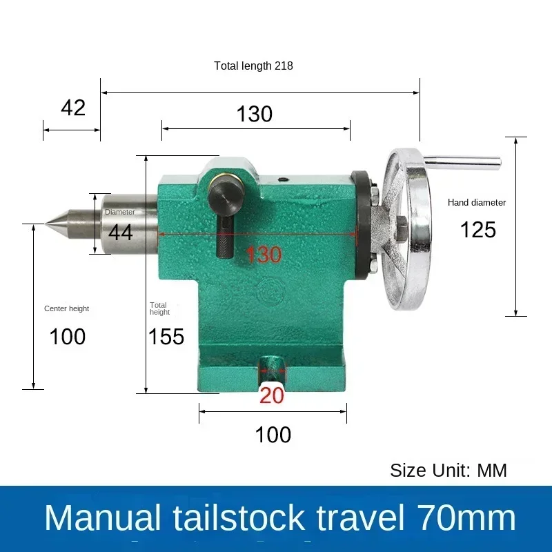 220v Electric Lathe Tailstock Thimble Manual Hand Swing Tailtop Tailstock Assembly Moving Center Rotary Drill Chuck CNC Four-axi