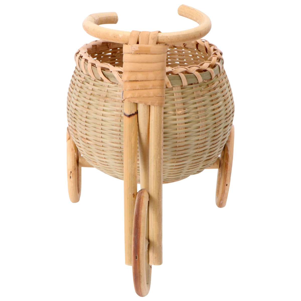

Premium Bamboo Woven Tricycle Shape Storage Basket Handmade Fruit Container For Kitchen Dining Room Decoration