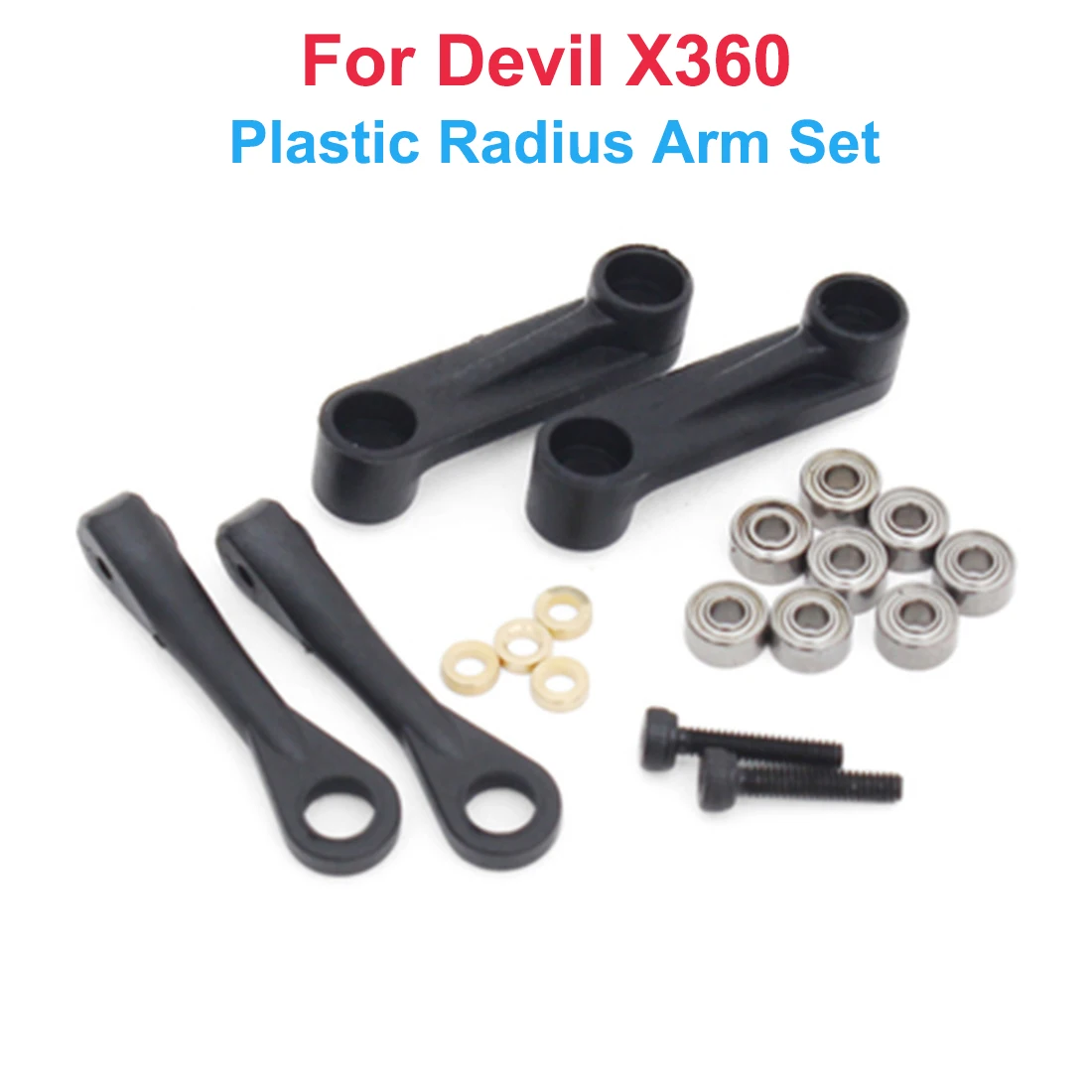 ALZRC - Devil X360 glasvezel schilderijluifel + ALZRC - Devil X360 metalen radiusarmset - rood / kunststof radiusarmset-zwart