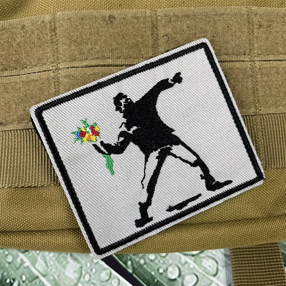 Banksy Wandal Morale Taktische Aufnäher, Militärrucksack, Klett-Emblem, bestickter Aufkleber