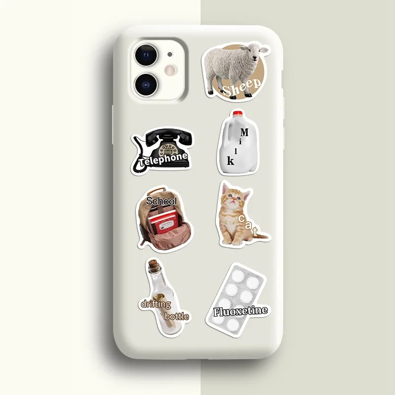 55 pcs Simple Cute Life Graffiti Mobile Phone Suitcase Cartoon Decoration Ins Style Waterproof Aesthetic Stickers