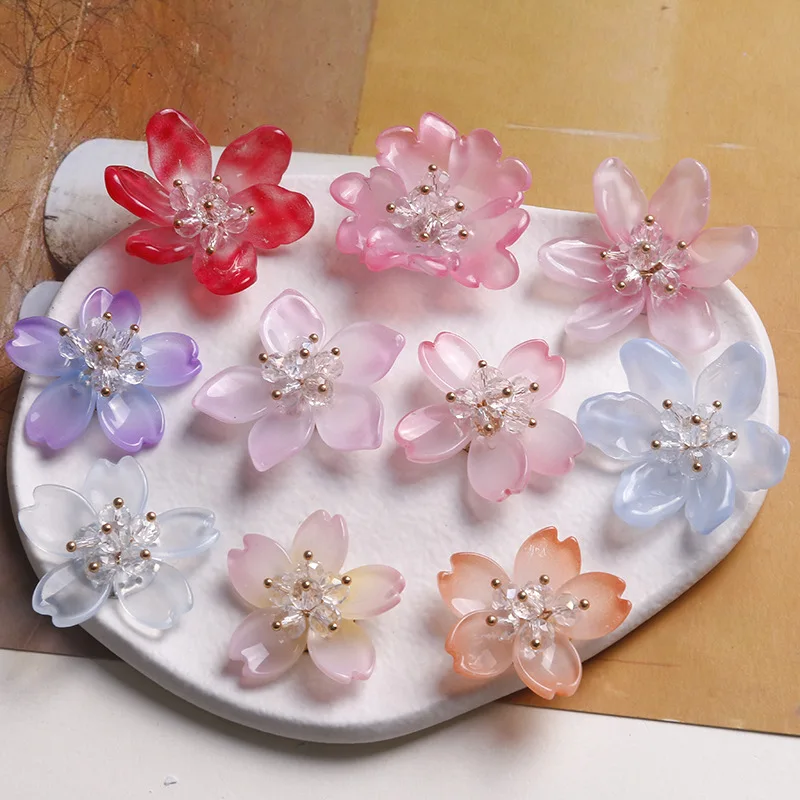Shoe Clips 1 Piece Clear Crystal Glass Flower Handmade Beaded Woven for Clogs DIY Ethereal Vintage Lightweight Sparkly Premium