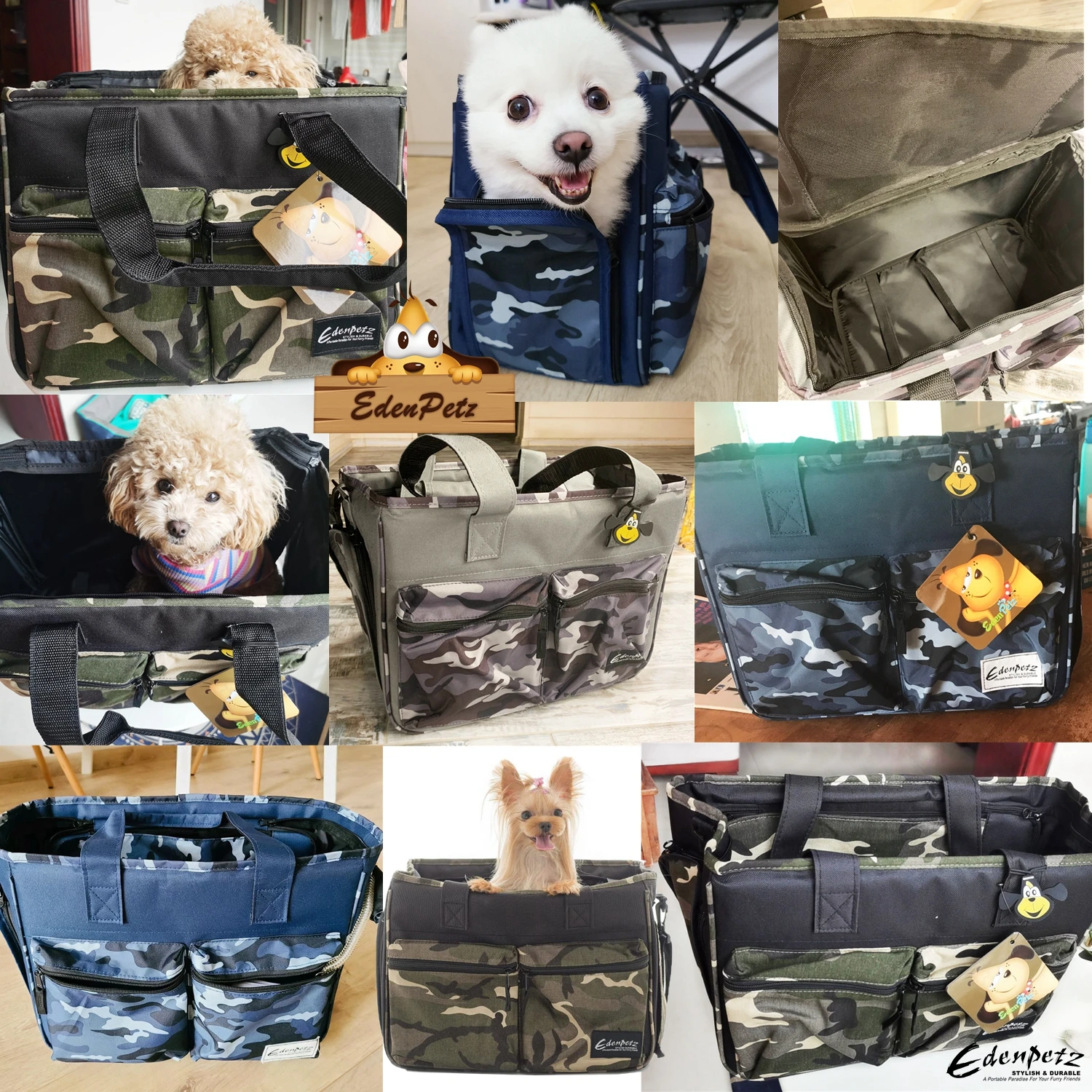 Imagem -06 - Edenpetz Escondido Animal de Estimação Gato Cão Portador Bolsa Carga 7kg Camuflagem Conforto Macio Viagem Bolsa Ombro