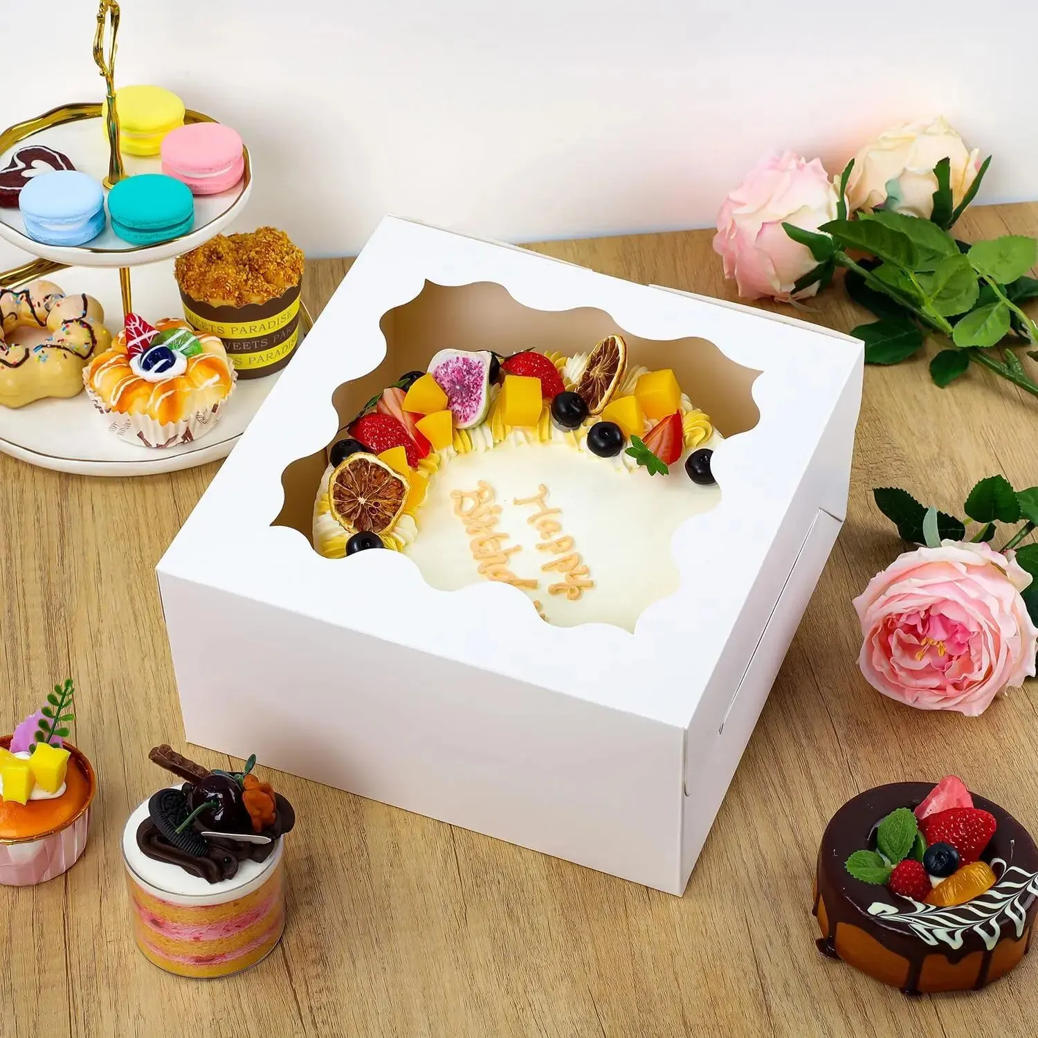 10pack Cake Boxes with Window Bakery Boxes Pastry Boxes for Cake Pastries Chocolates Cupcakes Birthday Wedding Valentine\'s Day