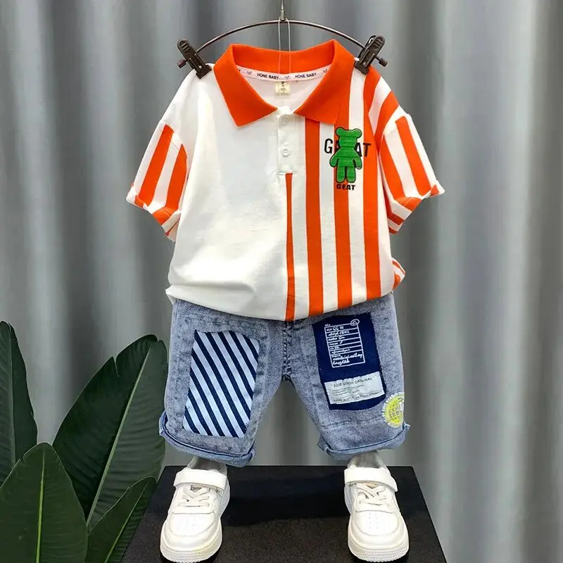 Boys\' Summer Suit New Children\'s Cool Clothes Boys Baby Summer Short Sleeve T-shirt Shorts Two Piece Set