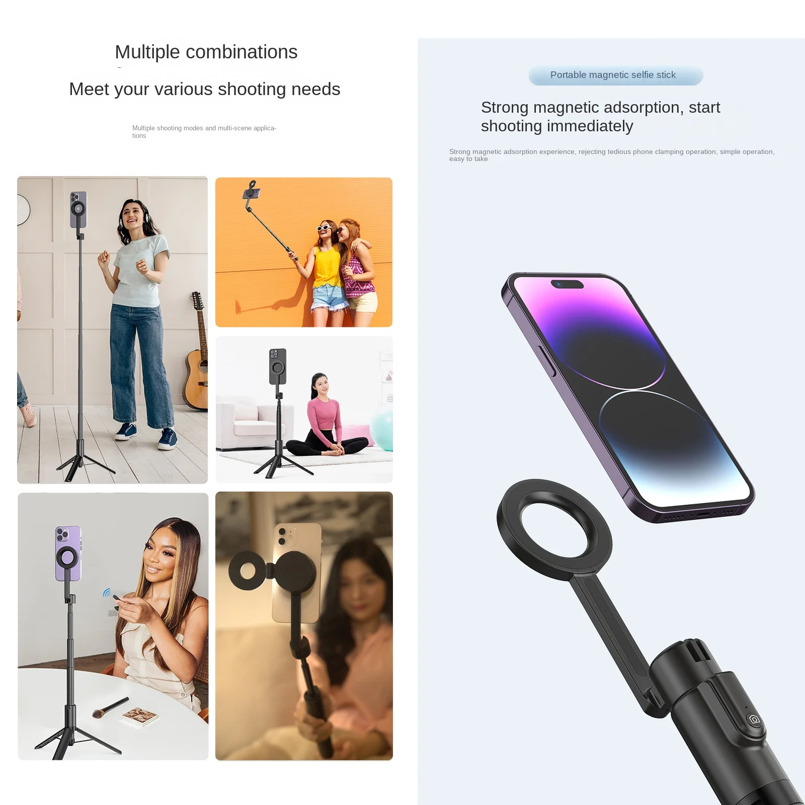 1.335M Magnetic Selfie Stick Tripod with Wireless Remote Phone Stand Portable Tripod for Phone Smartphone Live Broadcast