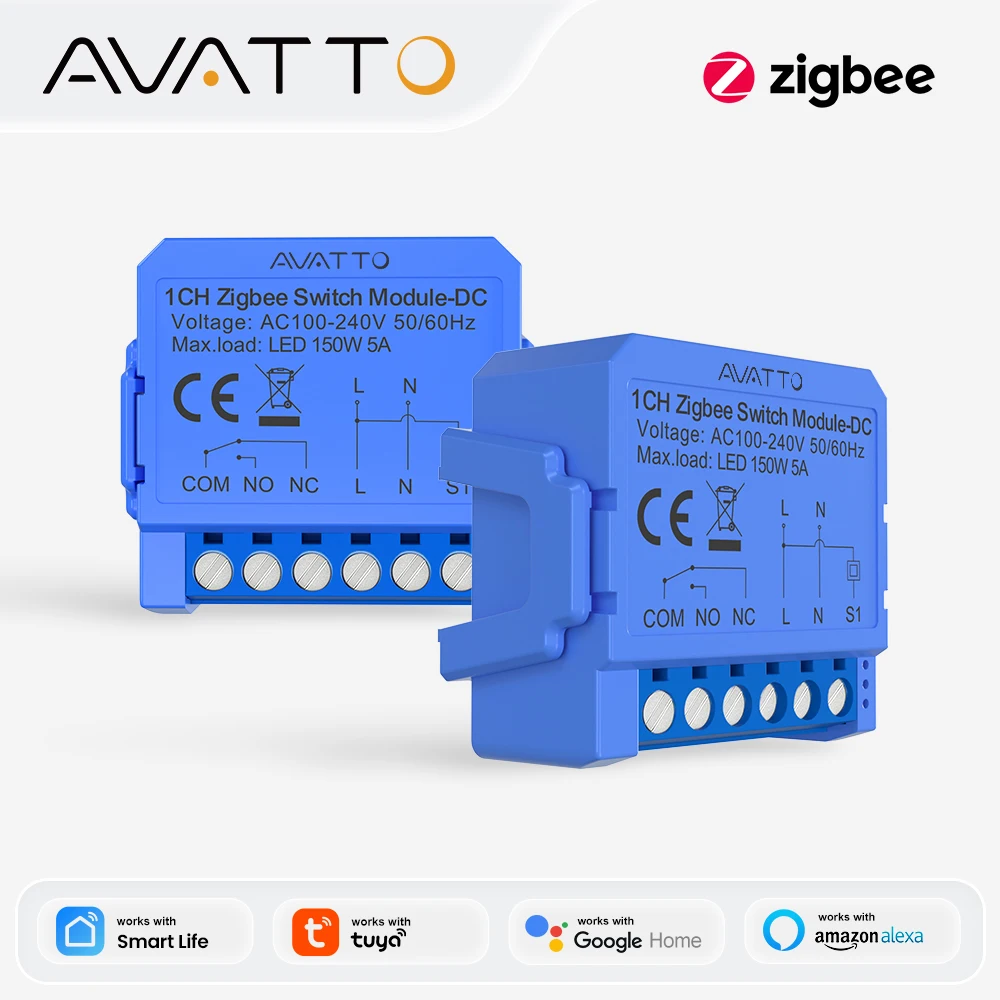 AVATTO Tuya WIFI/ZigBee módulo de interruptor de luz inteligente de contacto seco relé de interruptor DrY inteligente DC 7-32V/AC100-240V funciona con Alexa Google