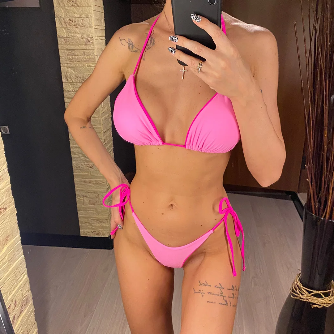 Sexy 7-Farben-Neckholder-Bikini, brasilianischer Badeanzug für Damen, zweiteiliges Bikini-Set, Badebekleidung, Badeanzug, Damen-Bikini V3860 – Detail 22