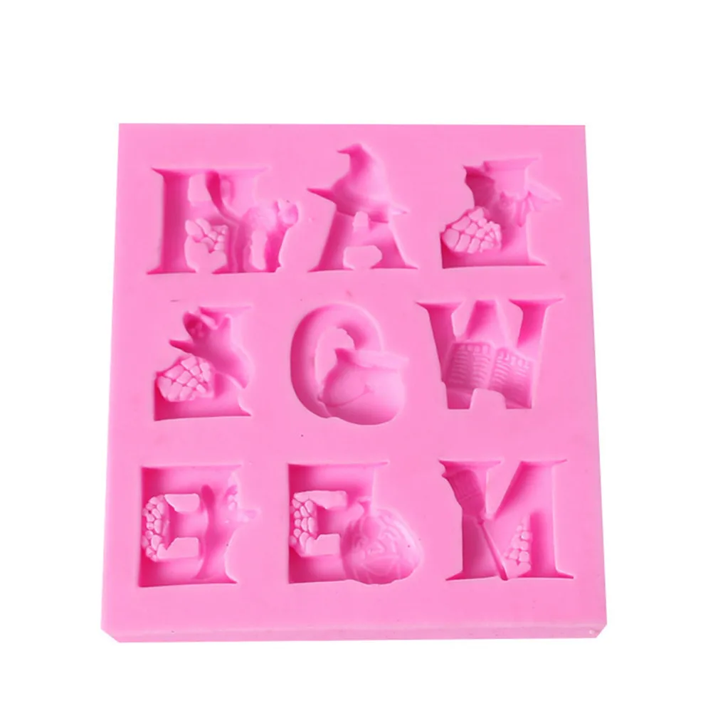Flexible Non Stick Halloween Baking Mold Silicone Letters Pumpkin Ghost Witch for Cake Fondant Chocolate Ice Cube Jelly Crafts view 6