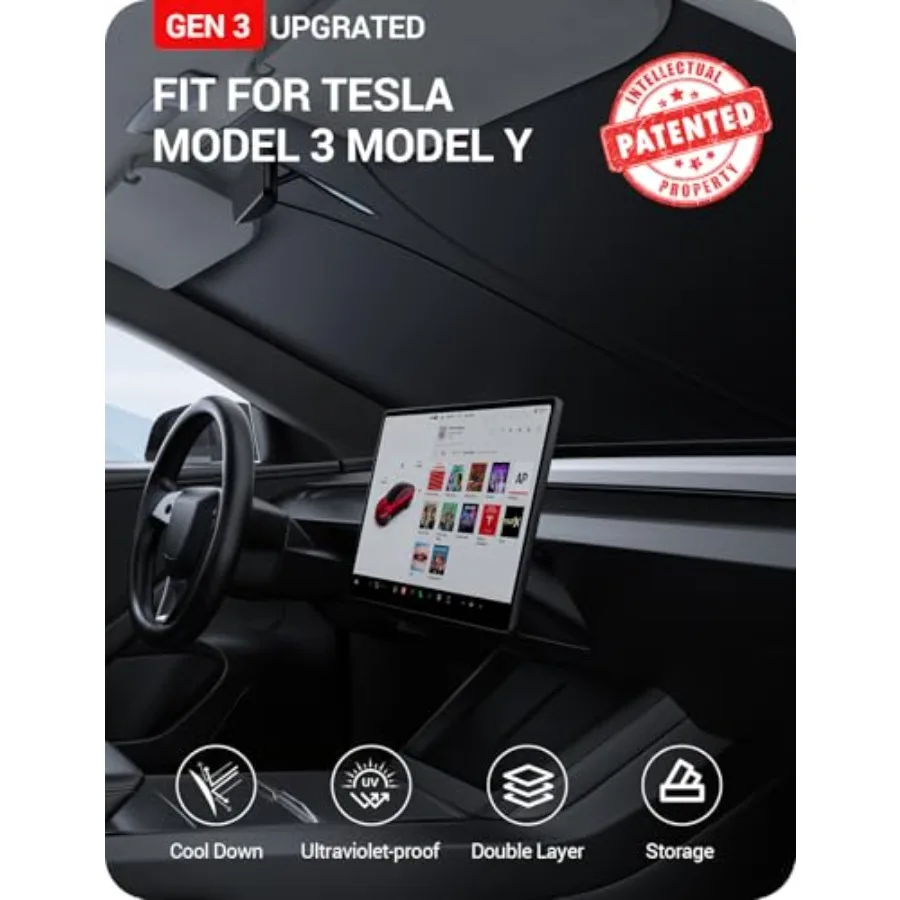 2026 Tela Windhield unhade, [Nano ] Folding Front Window un hade Cover Heat UV Protection Vior Acceorie 2017-2026