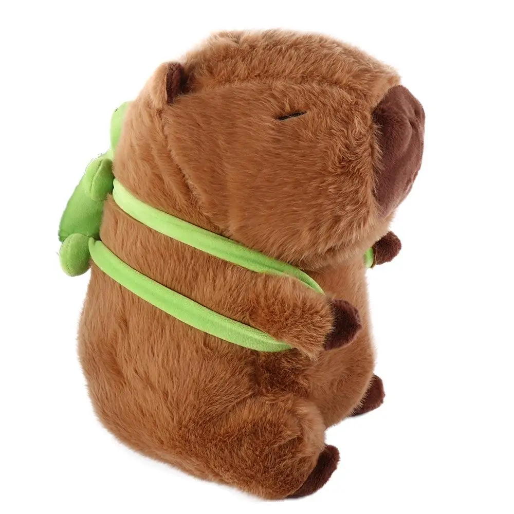 Capibara simulación capibara juguete de peluche simulación muñeca de tela capibara muñeco de peluche suave con tortuga Animal con mochila de tortuga