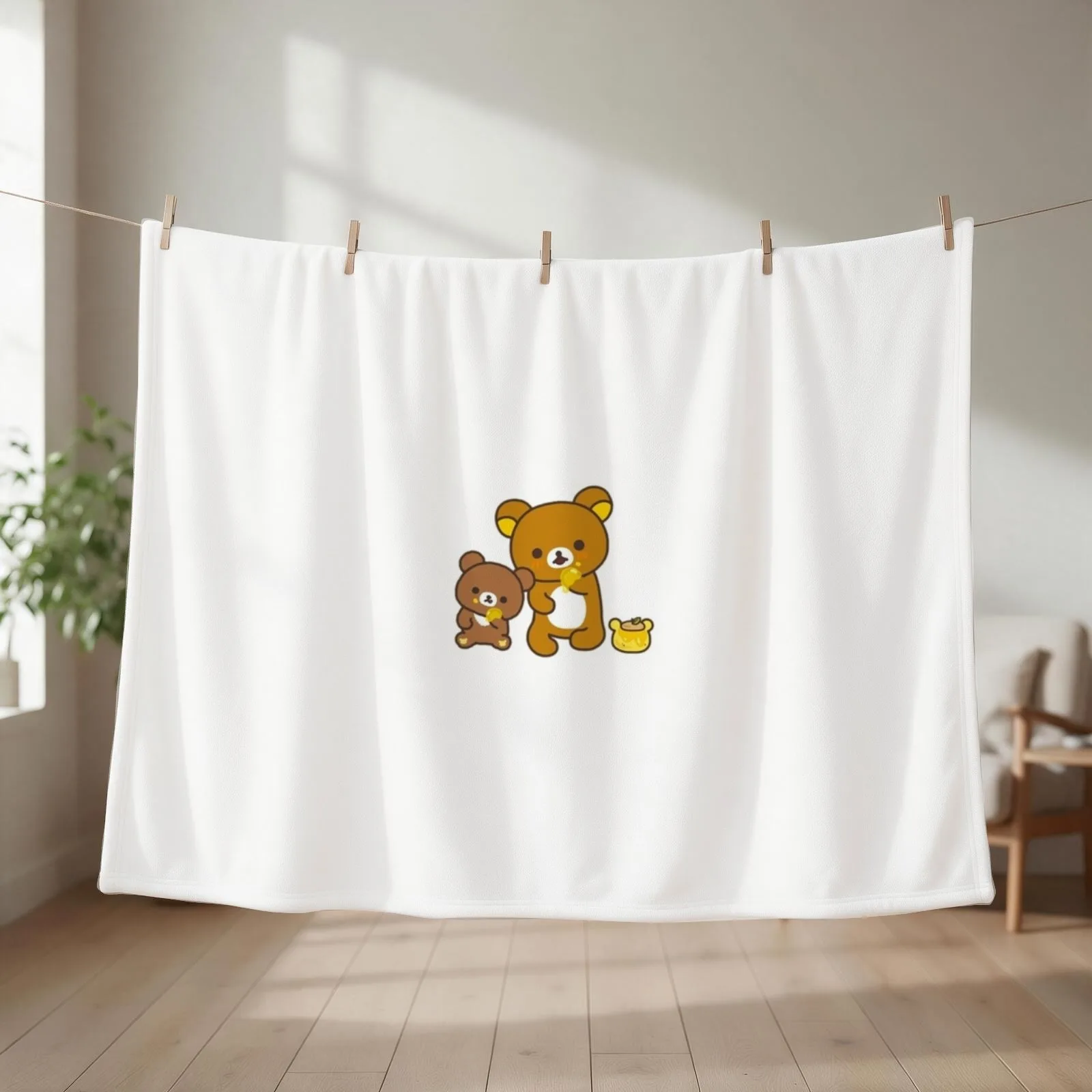 Rilakkuma Bear Throw Blanket couch cozy soft plush fuzzy picnic outdoor blanket