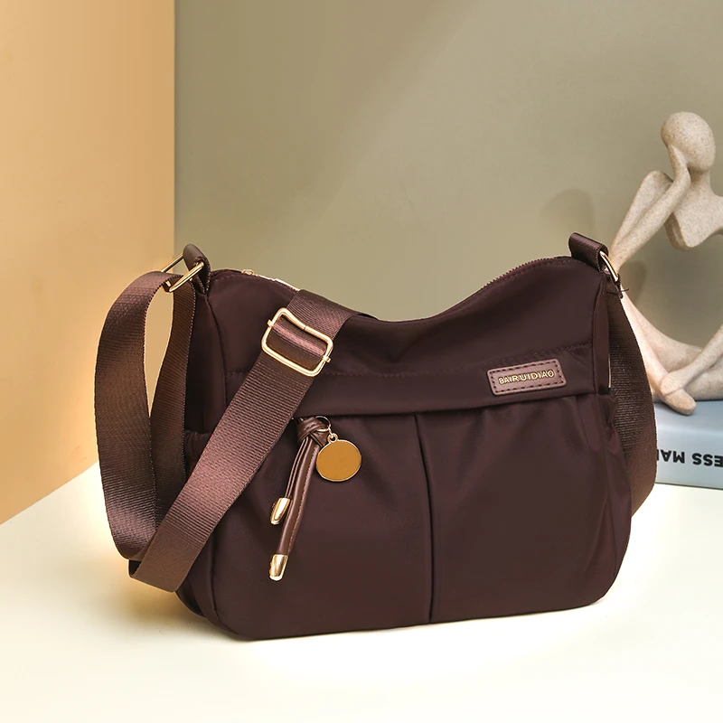 Trendy Nylon Crossbody Bag for Women 2026 New Style Versatile Single Shoulder Slant Bag Korean Style Casual Pure Color