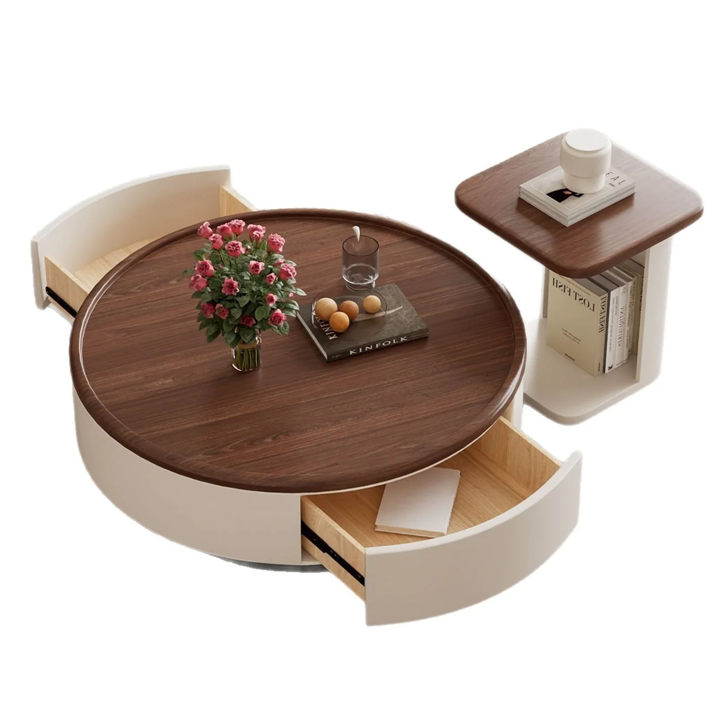 Round retro coffee table light luxury small apartment combination modern simple Internet celebrity living room home 2026 new