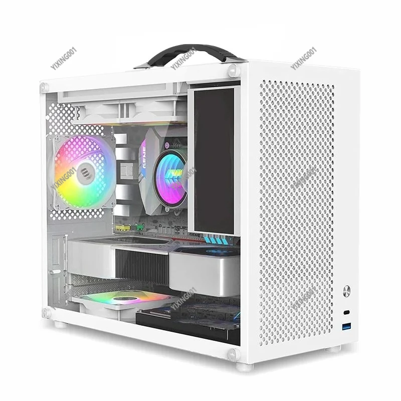 

Компактный корпус для компьютера M-ATX, портативный настольный корпус из закаленного стекла, боковая панель, высокий рассеивание тепла воздушного потока