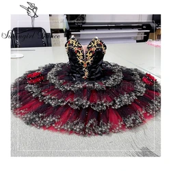 New Arrival Black Red Don Quixote Professional Pancake Tutu Girls YAGP Competition Ballet Costumes BT4145