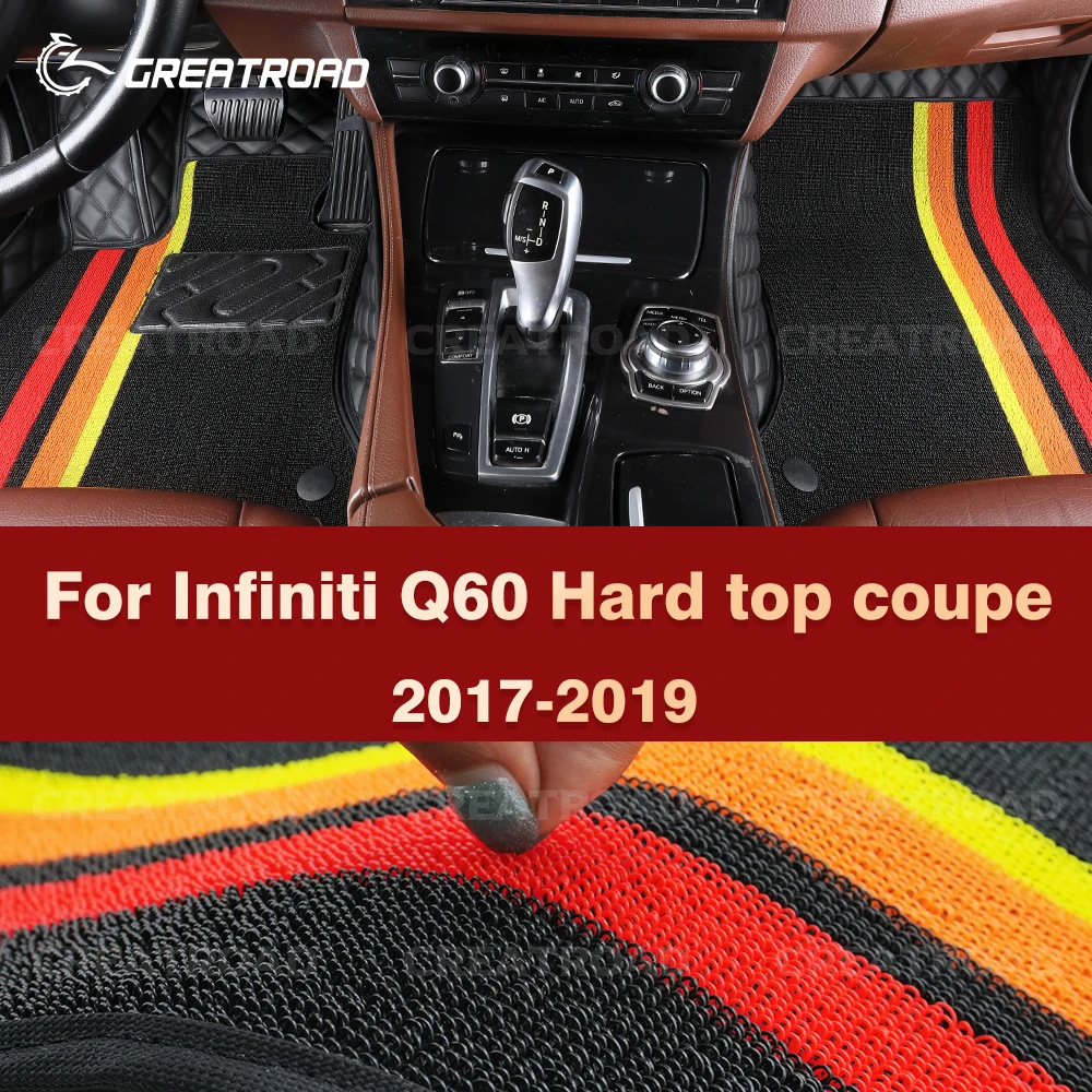 

GREATROAD для Infiniti Q60 Hard top coupe 2017-2019, двухслойные автомобильные коврики, аксессуары для интерьера, автомобильный ковер на заказ