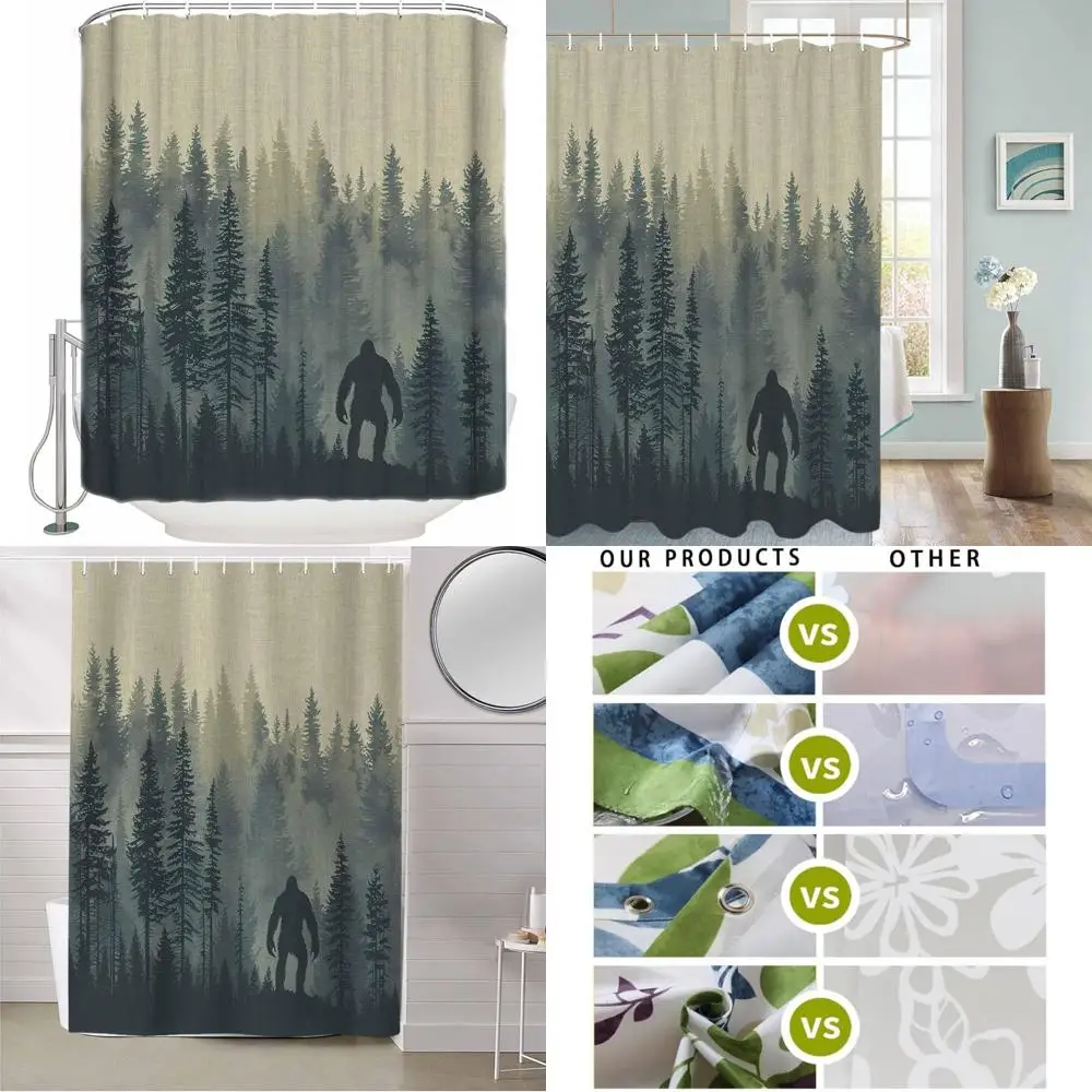 

Занавеска для душа «Закарованный лес» размером 72x96 дюймов с крючками, водостойкий декор для ванны