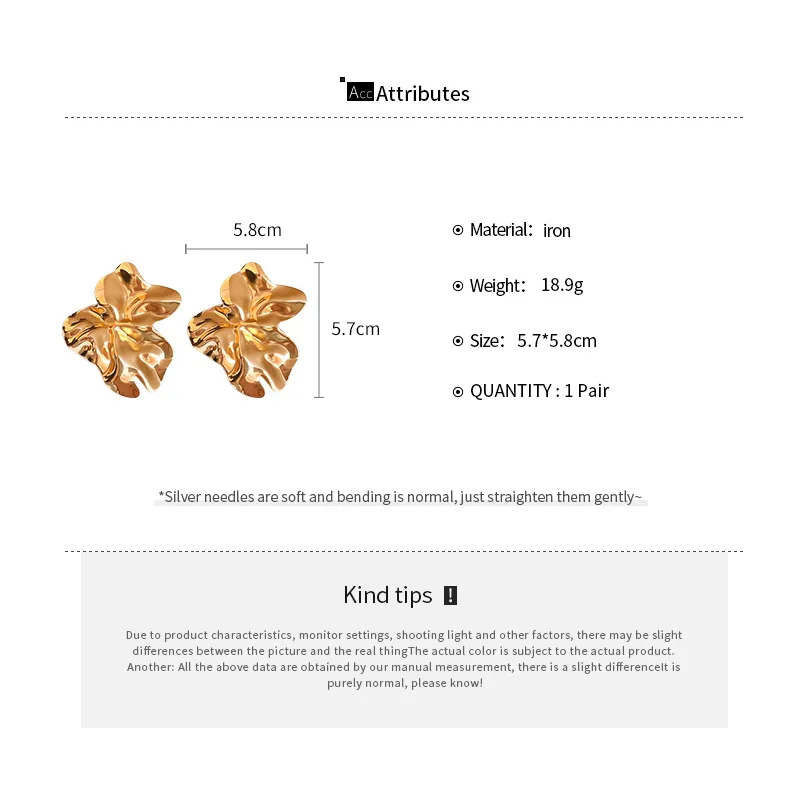 Large Geometric Metal Irregular Stud Earrings for Women Punk Big Exaggerated Heavy Statement Earring Ins Charms Fashion Jewelry image 6