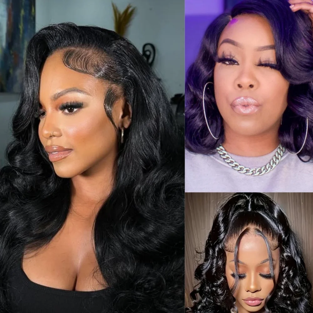 شعر مستعار بدانتيل أمامي مموج للجسم ، شعر بشري ، دانتيل شفاف ، شعر مستعار أمامي ملتف مسبقًا ، شعر طبيعي ، كثافة ، 13x4