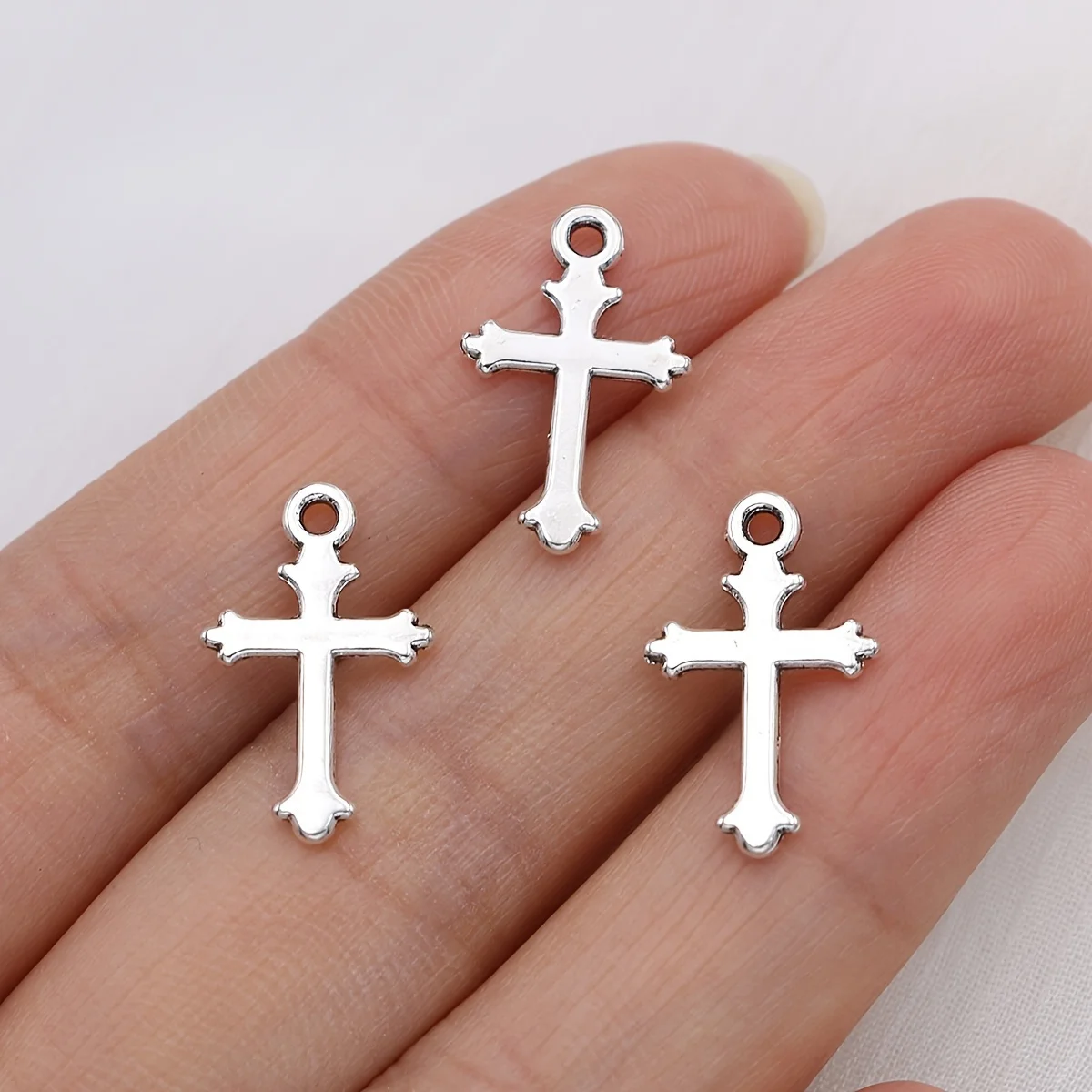 20pcs Silver Plated Cross Charms Pendants for Jewelry Making Bracelet DIY Handmade Necklace Earrings Accessories - Image 2