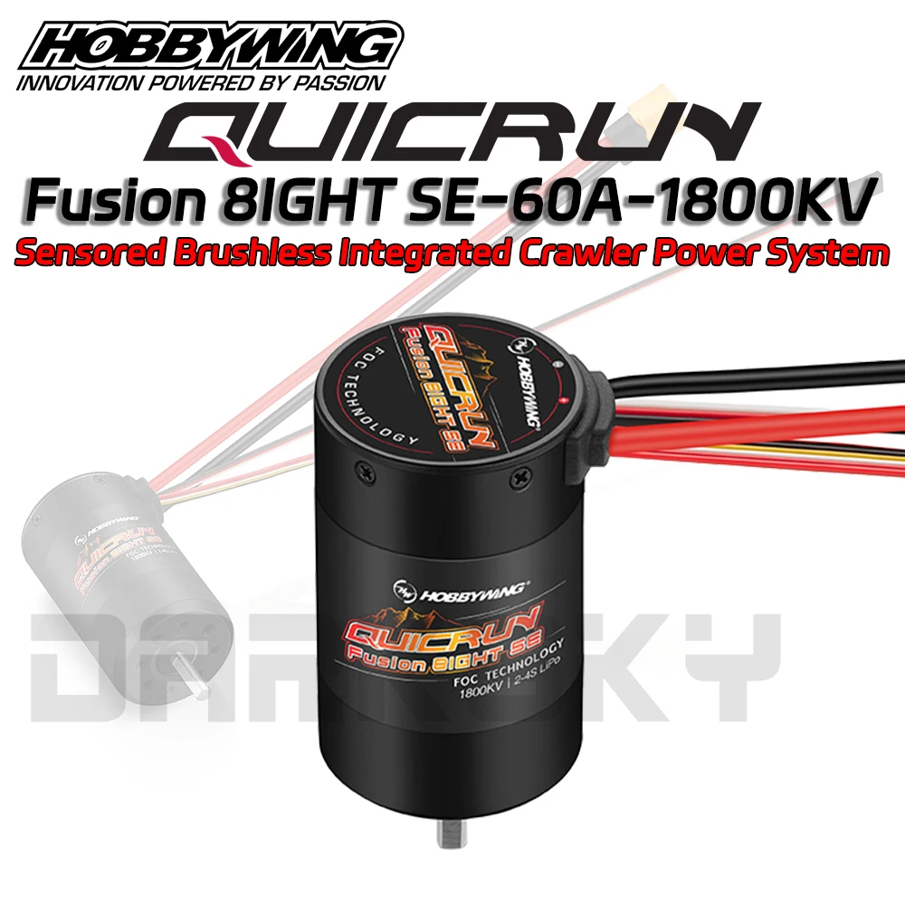 HOBBYWING QUICRUN Fusion 8IGHT SE 2-en-1 60A 1800KV moteur sensoriel sans balais ESC intégré pour système d'alimentation sur chenilles de voiture 1/8 RC