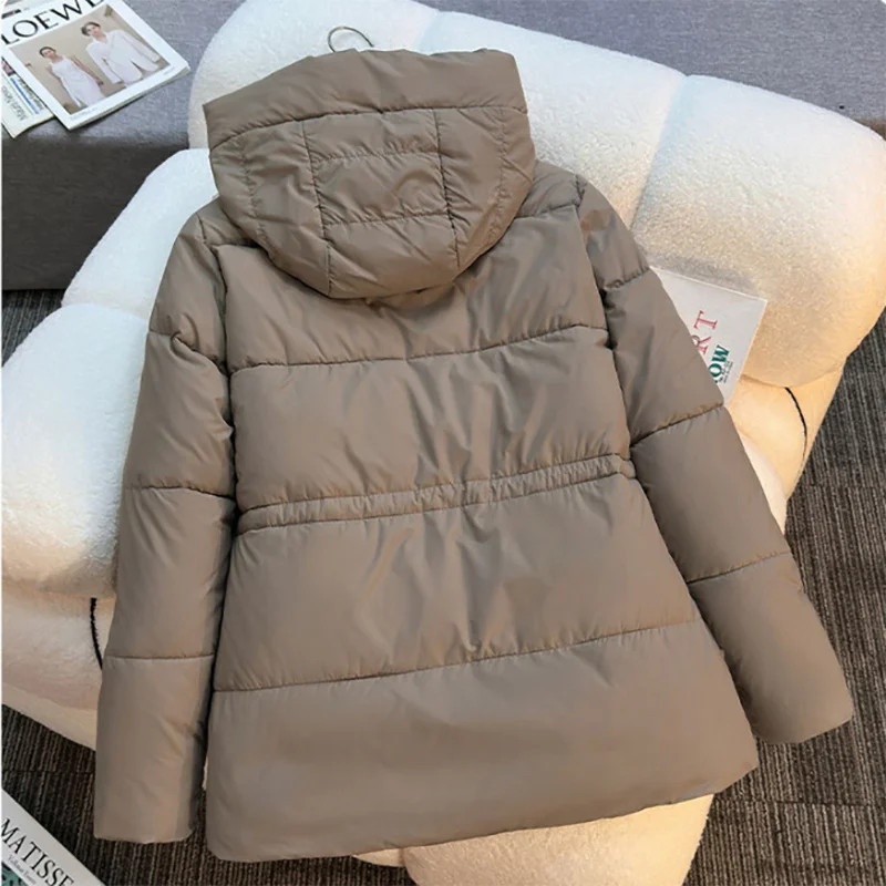 2025 النساء سترات الشتاء تحذير عادية فضفاض المرأة سترة أسفل القطن معاطف الصلبة المعتاد الإناث الشتاء سترة منفوخة ملابس خارجية