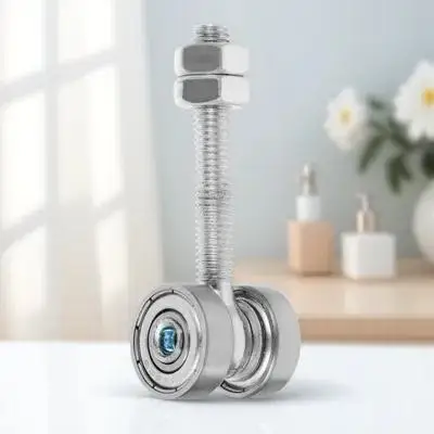 2륜 슬라이딩 도어 롤러 헤비 듀티 더블 베어링 풀리 트롤리 어셈블리 스틸 교체용 창문 도어 풀리