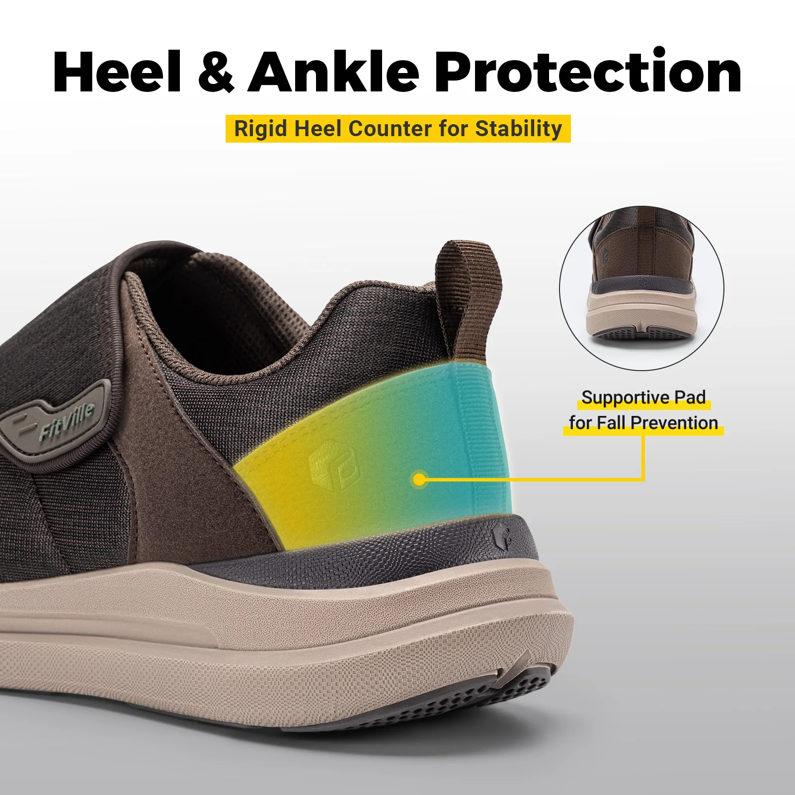 Fitville Extra Wide Men'S Diabetic Shoes Casual Orthopedics Swollen Feet Slip-On Shoes for Elderly Foot Pain Relief Neuropathy