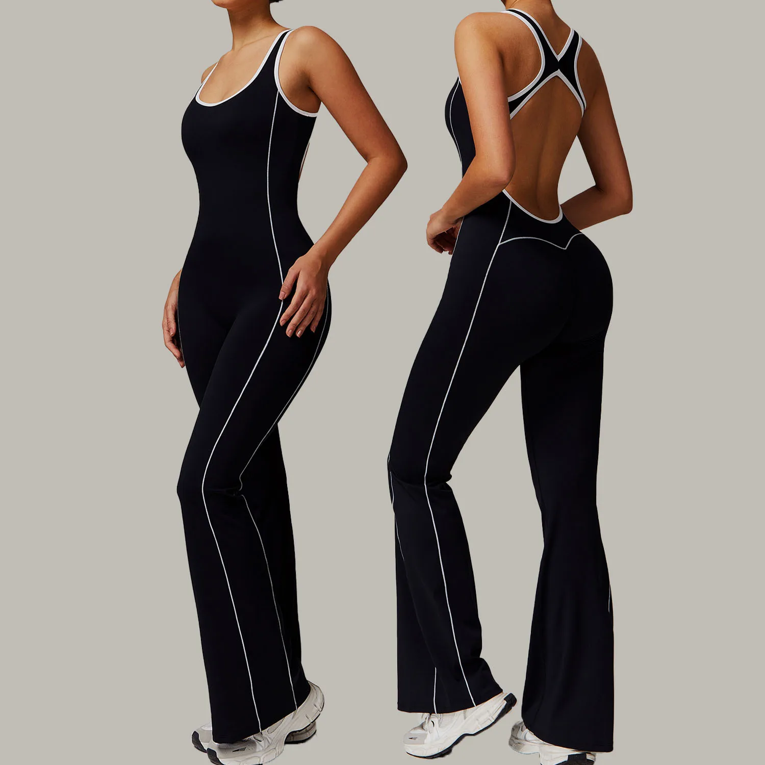 Back Clashing Yoga Jumpsuit Dance Exercise Quick Dry One Piece Gym Workout Hip Lifting Shrinking Pleated Slightly Slim Yoga Wear