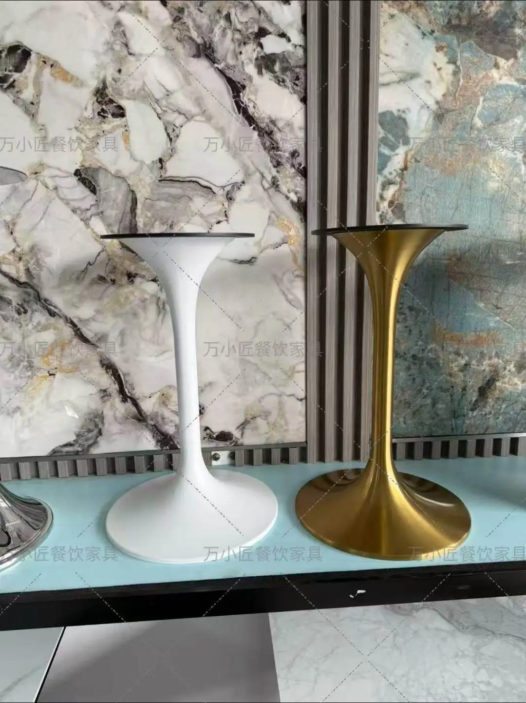Stainless Steel Negotiation Table Legs Small Waist Table Feet Round Table Light Luxury Horn Base Rock Slab Tulip Edge Few Bracke