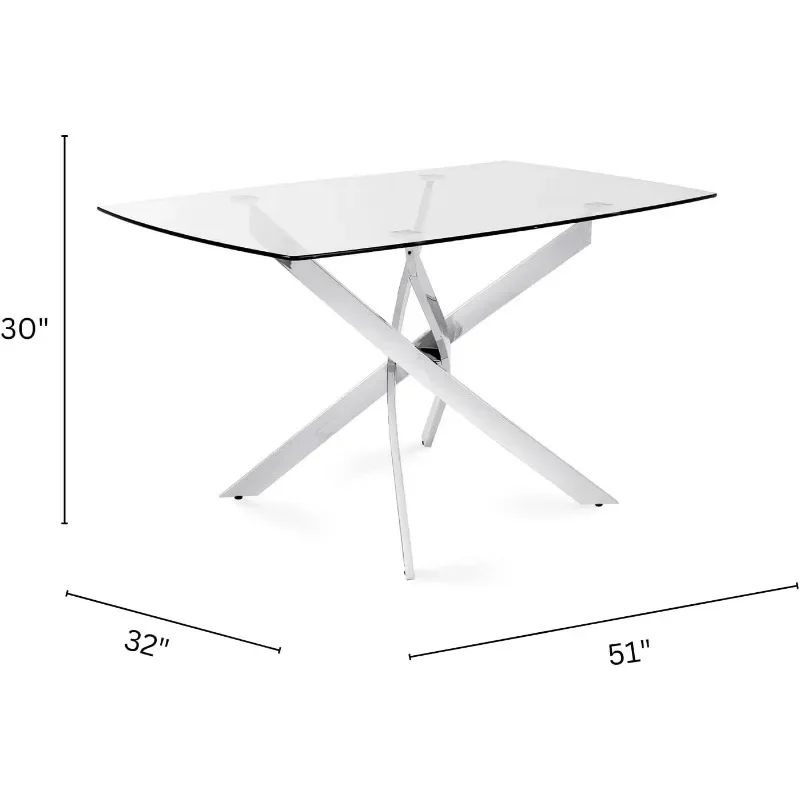 La table à manger en verre présente un design flexible, une surface trempée et une base robuste, ce qui en fait un ajout élégant aux maisons modernes.